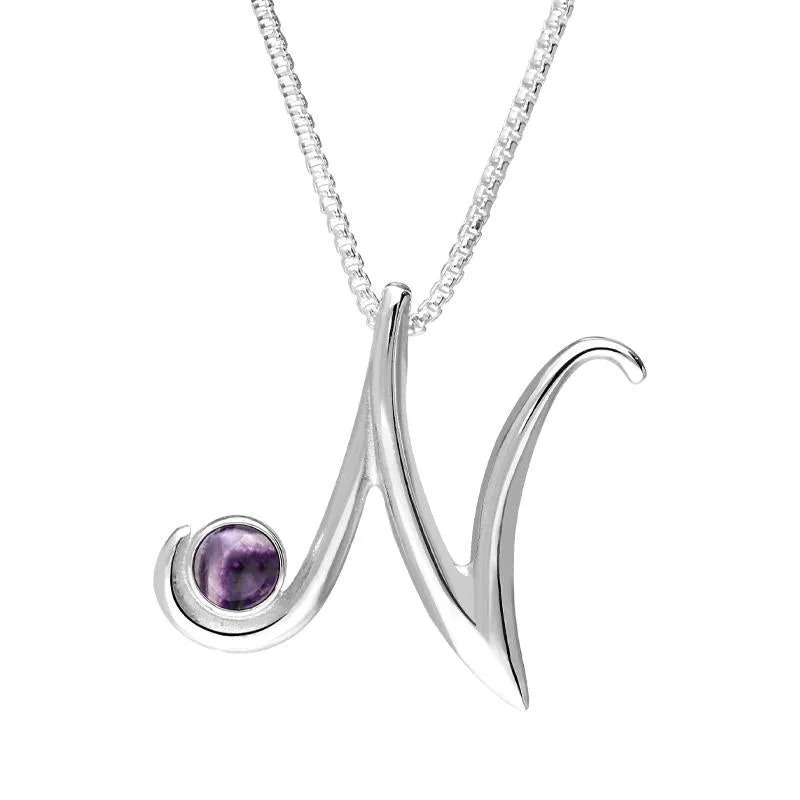 Sterling Silver Blue John Love Letters Initial N Necklace