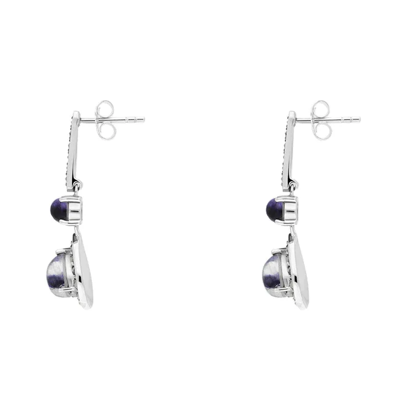 Sterling Silver Blue john Marcasite Pear Drop Earrings