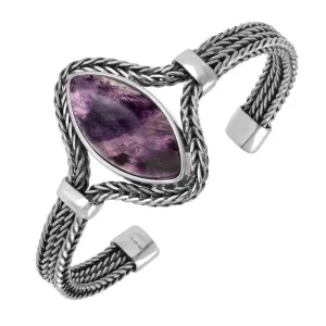 Sterling Silver Blue John Marquise Foxtail Bangle