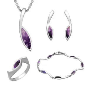 Sterling Silver Blue John Marquise Toscana Four Piece Set