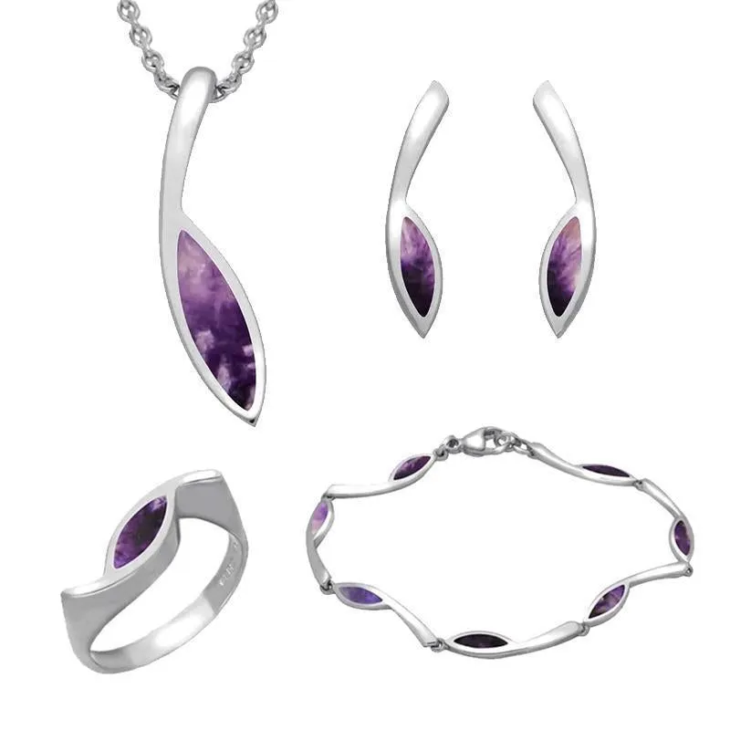 Sterling Silver Blue John Marquise Toscana Four Piece Set