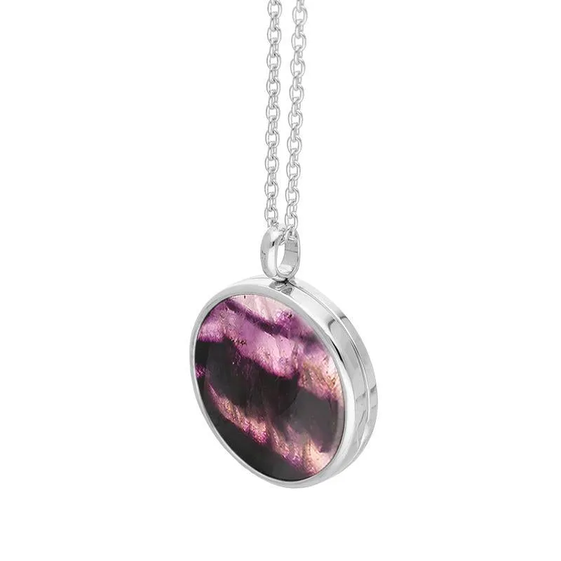 Sterling Silver Blue John Medium Round Locket