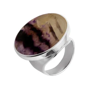 Sterling Silver Blue John Medium Round Stone Ring