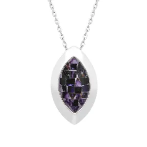 Sterling Silver Blue John Mosaic Framed Marquise Necklace