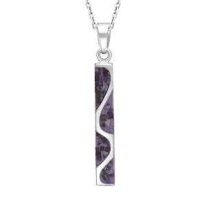 Sterling Silver Blue John Mosaic Set Oblong Swirl Necklace D