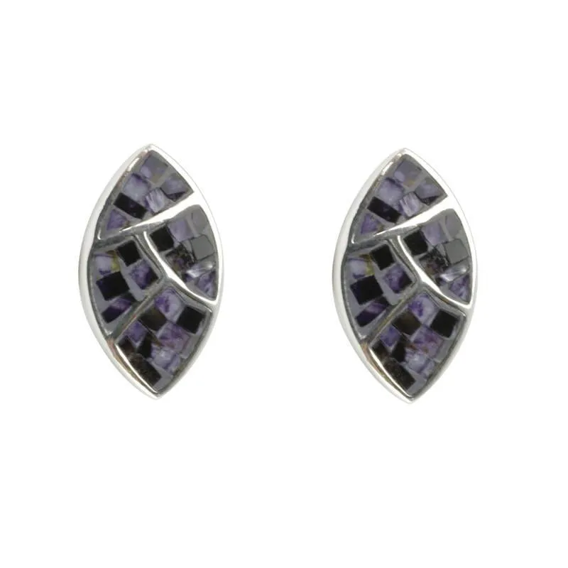 Sterling Silver Blue John Mosaic Stud Earrings D