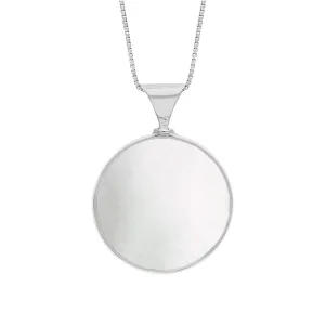 Sterling Silver Blue John Mother of Pearl Queens Jubilee Hallmark Double Sided Round Necklace D