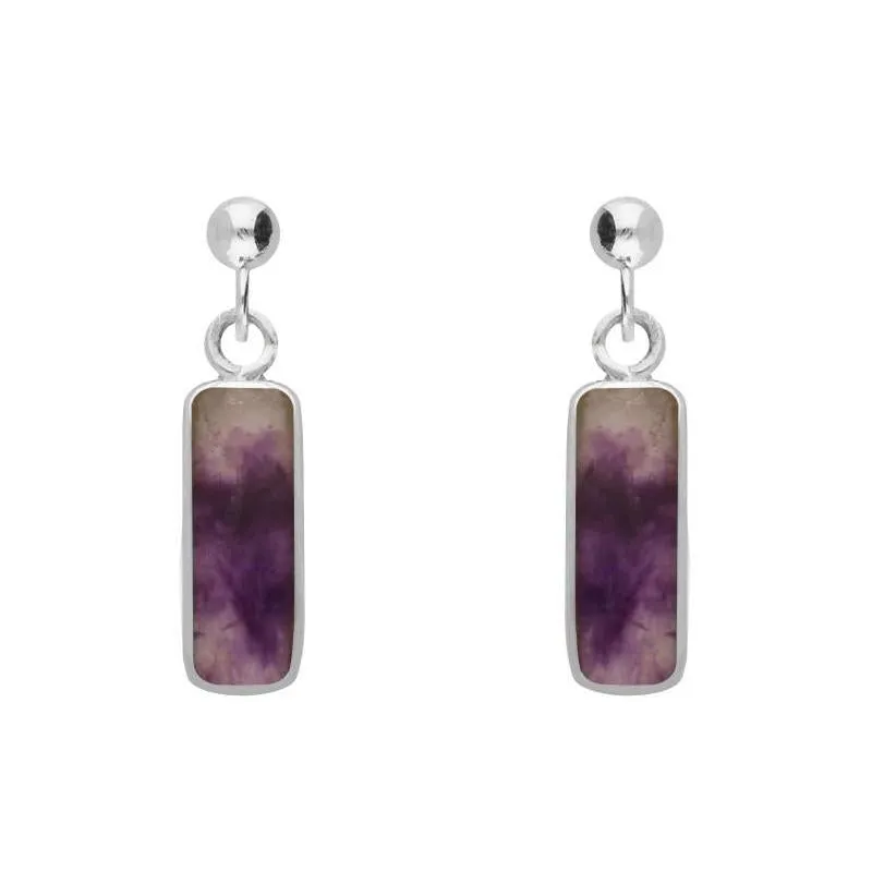 Sterling Silver Blue John Oblong Drop Earrings