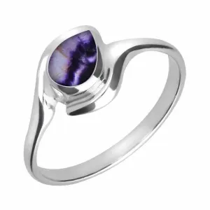 Sterling Silver Blue John Offset Pear Ring