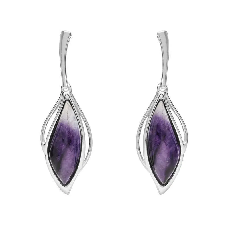 Sterling Silver Blue John Open Marquise Two Piece Set