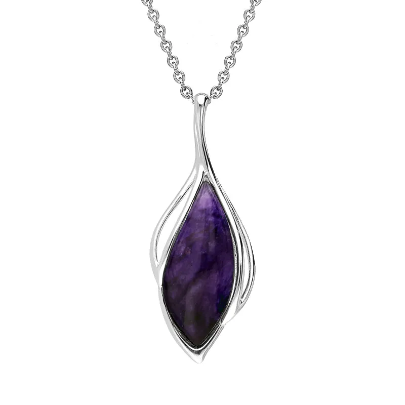 Sterling Silver Blue John Open Marquise Two Piece Set