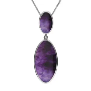 Sterling Silver Blue John Oval Drop Necklace