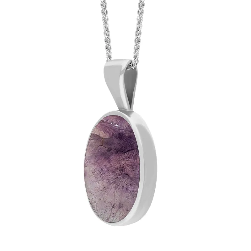 Sterling Silver Blue John Oval Necklace