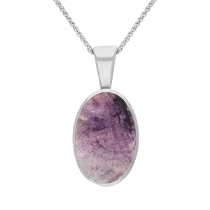 Sterling Silver Blue John Oval Necklace