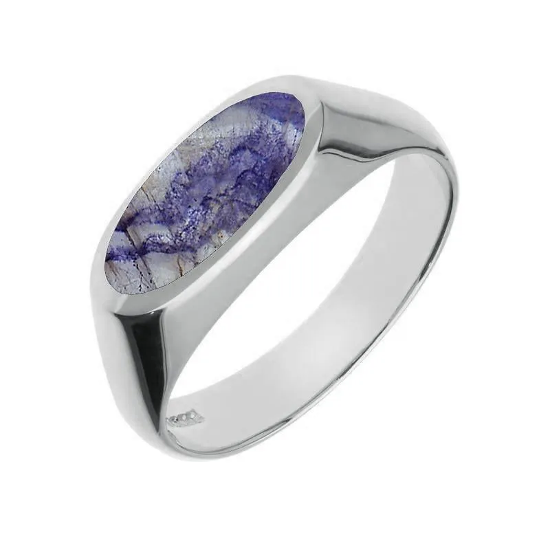 Sterling Silver Blue John Oval Signet Ring