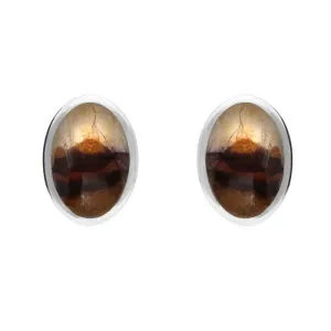 Sterling Silver Blue John Oval Stud Earrings