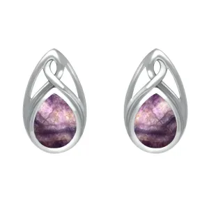 Sterling Silver Blue John Pear Shaped Celtic Stud Earrings