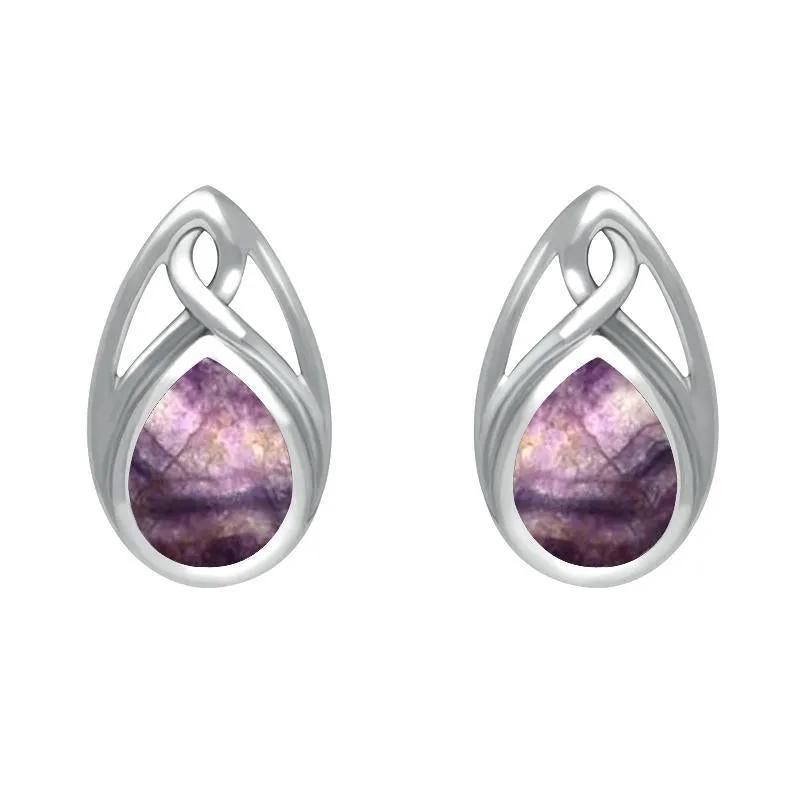 Sterling Silver Blue John Pear Shaped Celtic Stud Earrings