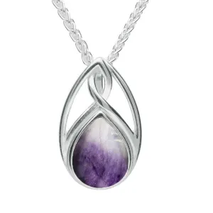 Sterling Silver Blue John Pear Shaped Celtic Twist Drop Necklace