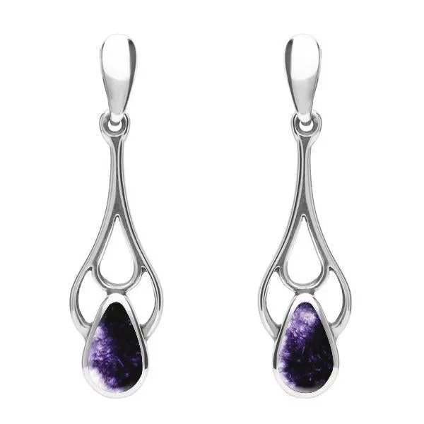 Sterling Silver Blue John Pear Spoon Earrings