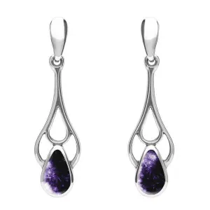 Sterling Silver Blue John Pear Spoon Earrings