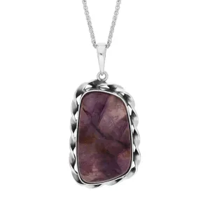 Sterling Silver Blue John Pendant Necklace D