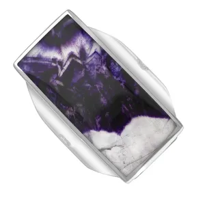 Sterling Silver Blue John Queen's Jubilee Hallmark Large Oblong Ring D