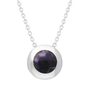 Sterling Silver Blue John Round Framed Necklace