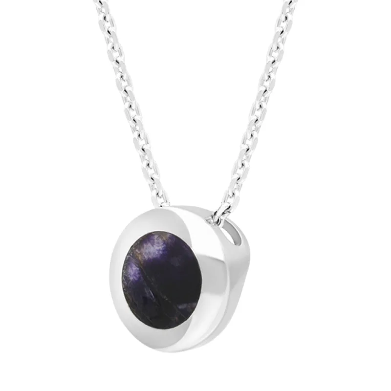 Sterling Silver Blue John Round Framed Necklace