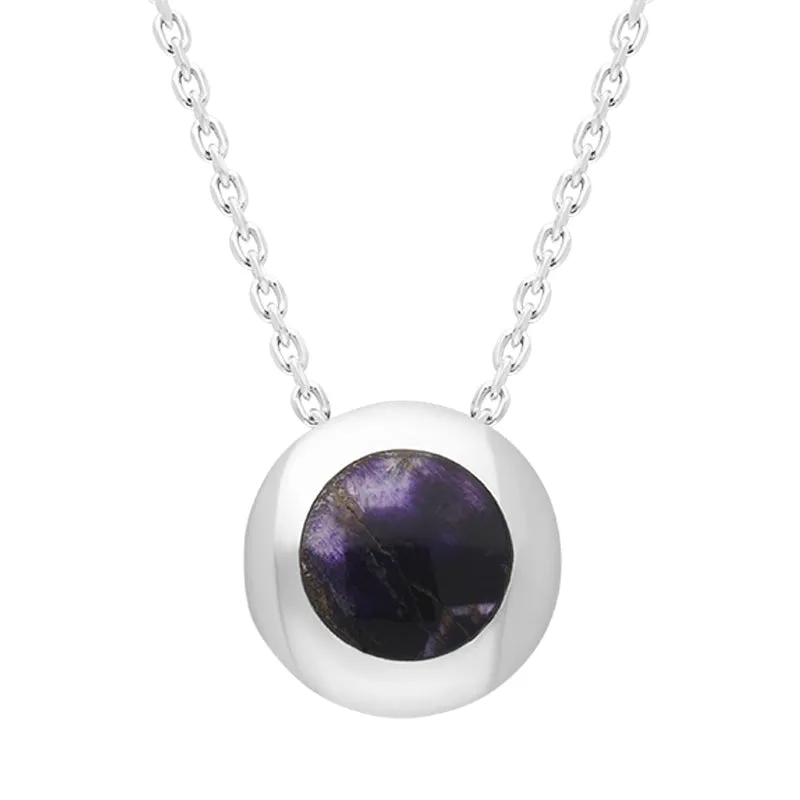 Sterling Silver Blue John Round Framed Necklace
