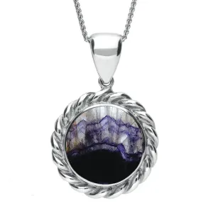 Sterling Silver Blue John Round Rope Twist Necklace