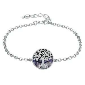 Sterling Silver Blue John Round Tree of Life Chain Bracelet