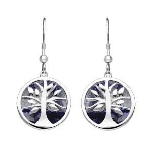 Sterling Silver Blue John Round Tree of Life Drop Earrings