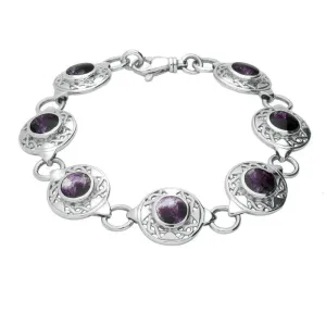 Sterling Silver Blue John Seven Stone Round Celtic Bracelet