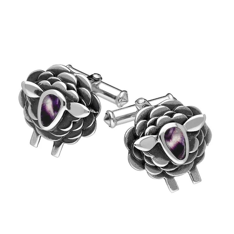 Sterling Silver Blue John Sheep Cufflinks