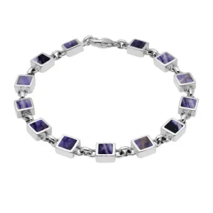 Sterling Silver Blue John Square Stone Bracelet