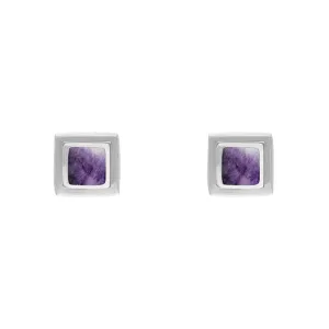Sterling Silver Blue John Square Stud Earrings
