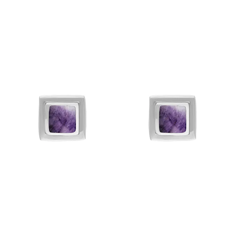 Sterling Silver Blue John Square Stud Earrings