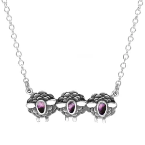 Sterling Silver Blue John Three Sheep Necklace