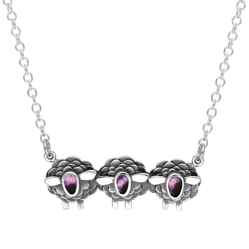 Sterling Silver Blue John Three Sheep Necklace