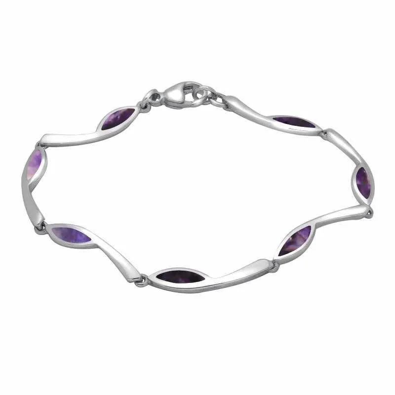 Sterling Silver Blue John Toscana Marquise Link Bracelet