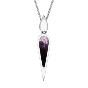 Sterling Silver Blue John Toscana Slim Pear Drop Necklace