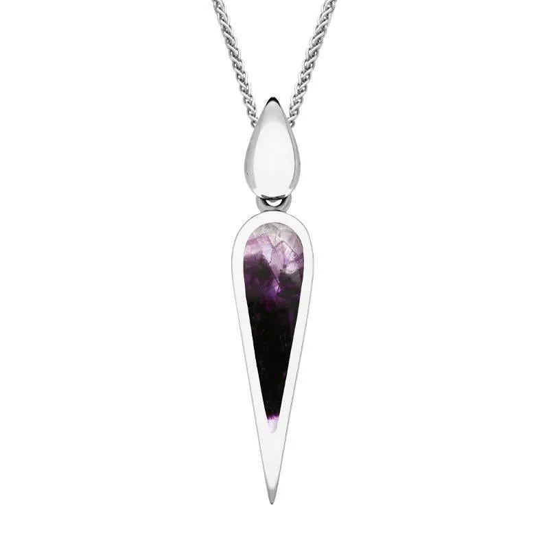 Sterling Silver Blue John Toscana Slim Pear Drop Necklace