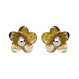 Sterling Silver Blue John Tuberose Pansy 6mm Stud Earrings