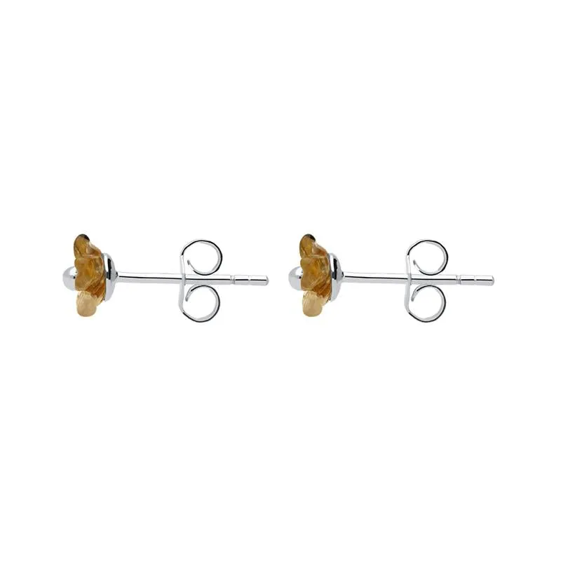 Sterling Silver Blue John Tuberose Pansy 6mm Stud Earrings
