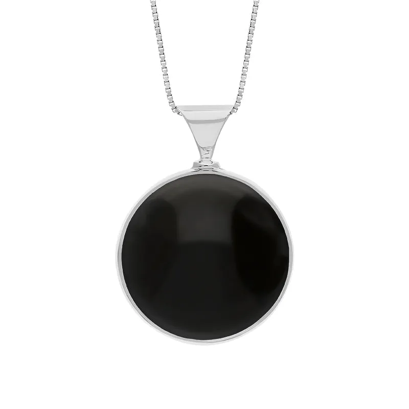 Sterling Silver Blue John Whitby Jet Queens Jubilee Hallmark Double Sided Round Necklace D