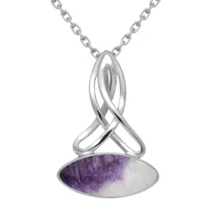 Sterling Silver Blue John Wide Marquise Celtic Necklace