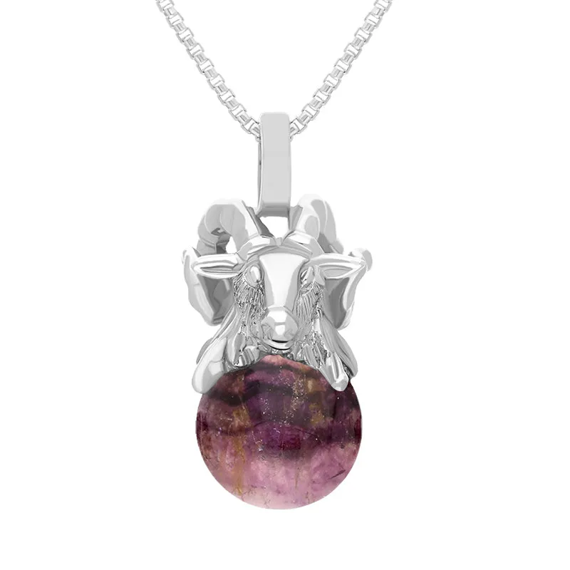 Sterling Silver Blue John Zodiac Aries 8mm Bead Pendant