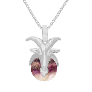 Sterling Silver Blue John Zodiac Capricorn 9mm Bead Pendant
