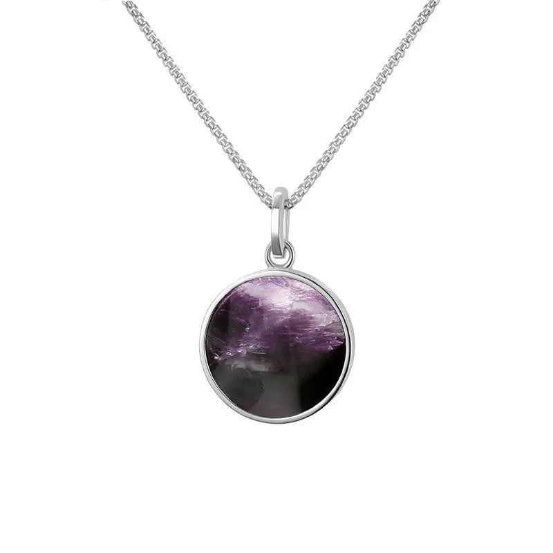 Sterling Silver Blue John  Zodiac Scorpio Round Necklace